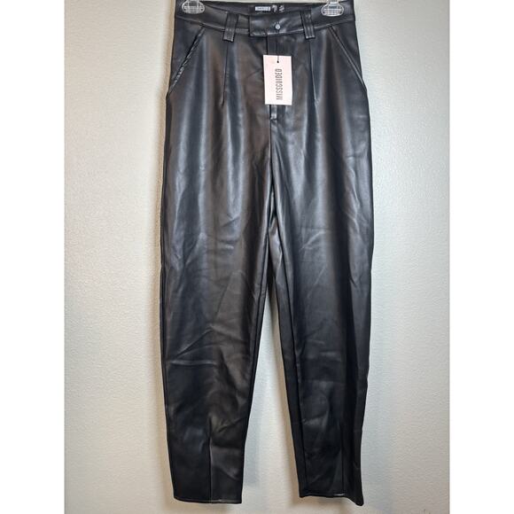 Misguided Faux Black Leather Balloon Trousers New With Tags Women's Size 2‎ - Picture 1 of 9